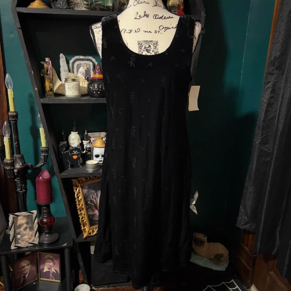 Embroidered Velvet Dress